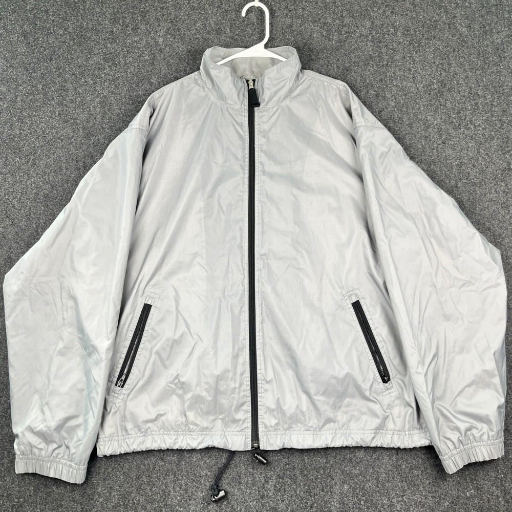 VTG GAP Full Zip Windbreaker Jacket Mens XXL Gray Ripstop Nylon Mesh‎ Lined Y2K